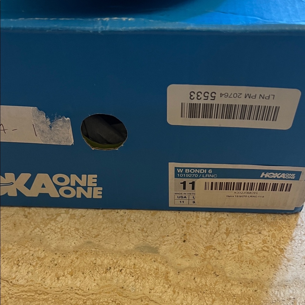 FREE SHIPPING - HOKA Grey, white, blue Running Shoes with pink lettering of HOKA - Picture 2 of 6